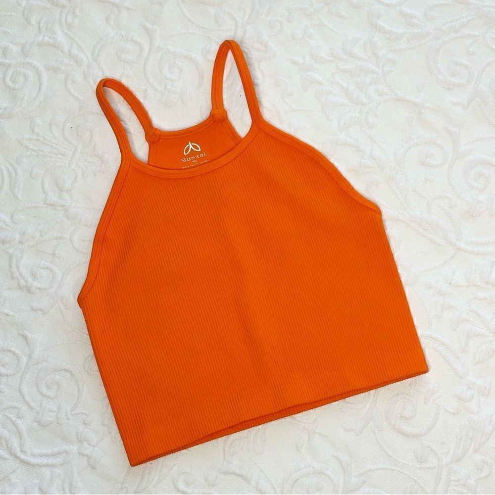 Sunzel Orange Knit crop top M/L NWOT
